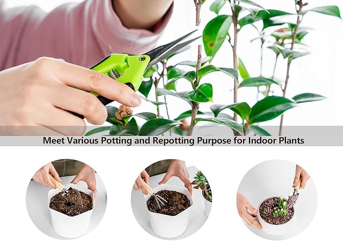 Plant Repotting Mat, 5Pcs Succulent Tools Mini Garden Small Gardening Tools Indoor, Pruning Shear Gardening Scissor, Hand kit for Bonsai, Cactus, Fairy, Houseplant Transplanting, Seedling