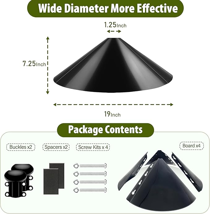 19-inch Squirrel Baffle, Squirrel-Proof for Bird Feeder Pole, Birdhouse Baffle for Shepherd's Hook in The Outdoors,Black(1 Pack)