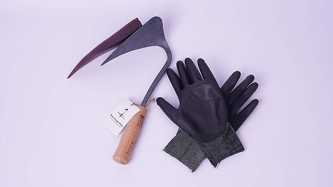 HandPlowHoe Gardentool with Safety Cover for Easy Gardening, Weeding and Farming Made by Korean Master Blacksmith (M GLOVE)
