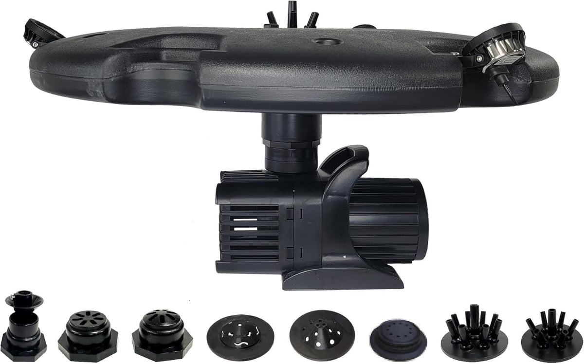 HALF OFF PONDS Floating Fountain – 1.75 HP Pond Aerator with 200' Cord – 14,800 GPH Water Pump –11 Spray Patterns - Energy-Efficient - White LED Lights - for Large Ponds, Lakes & Water Gardens