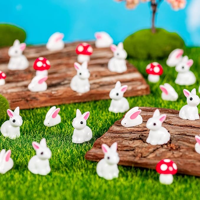 280Pcs Mini Bunny, Mini Resin Bunny Animals, Miniature Rabbit for Landscape Ornaments Miniature Garden Decor Potted Plant,Cake Topper Decoration