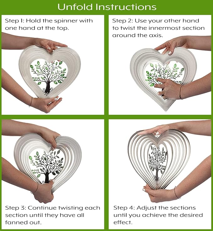 Heart Wind Spinners with Crystals for Yard and Garden, Metal Ornaments for Garden Décor, Outdoor Wind Spinner, Heart Décor Gifts, Outdoor Garden Decoration, 15 inch Heart Wall Décor by ISEO