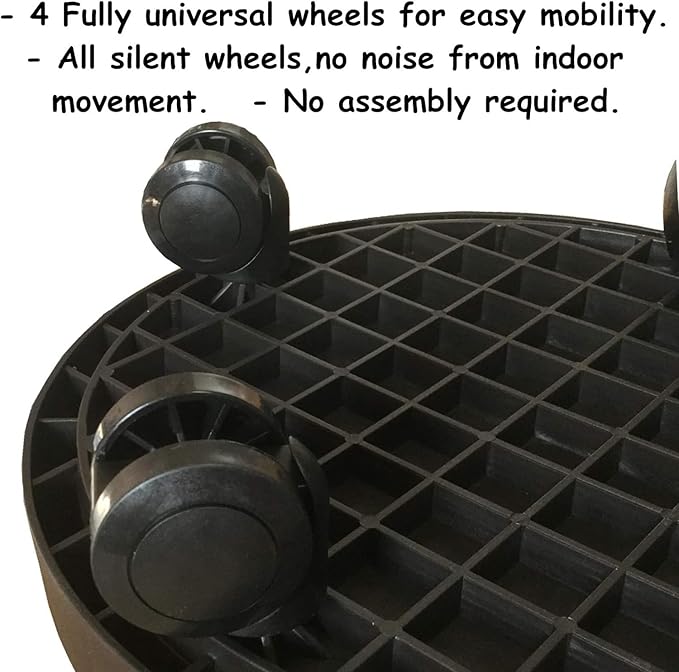 WanderingDonkey 2 Pack of 14 Inch Heavy Duty Plant Caddy with Wheels,Rolling Plant Stand Pot Trolley, Potted Flower Mover Dolly with Casters Round Coaster for Indoor Outdoor, Brown