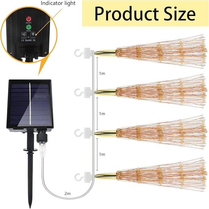 4 Pcs 800LED Solar Starburst Sphere Lights,Firework Lights Remote Control Timer 8 Modes Dimmable Waterproof Hanging Fairy Lights, Sparkly Lights for Patio Garden Tent Outdoor(Warm White)