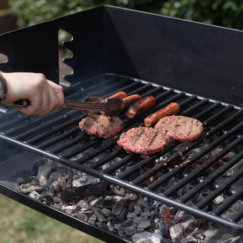 Ash & Ember Park-Style Grill, 384 Sq. In Jumbo Charcoal Grill with Base Anchor, 22.5"x16.5" Grill Grate, Single Post Outdoor Cooking Backyard BBQ, Camp Grilling Barbecues