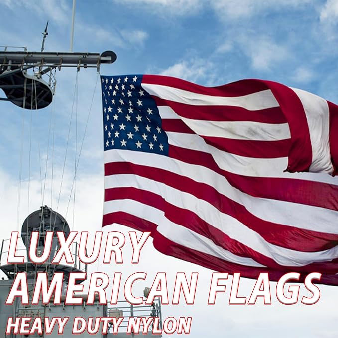 AZCOVER American Flag 10x15 FT Us Flag for Outside 100% in USA Heavy Duty Nylon American Flags for Outdoor with Embroidered Stars Sewn Stipes and Brass Grommets All Weather Lasting United States Flag