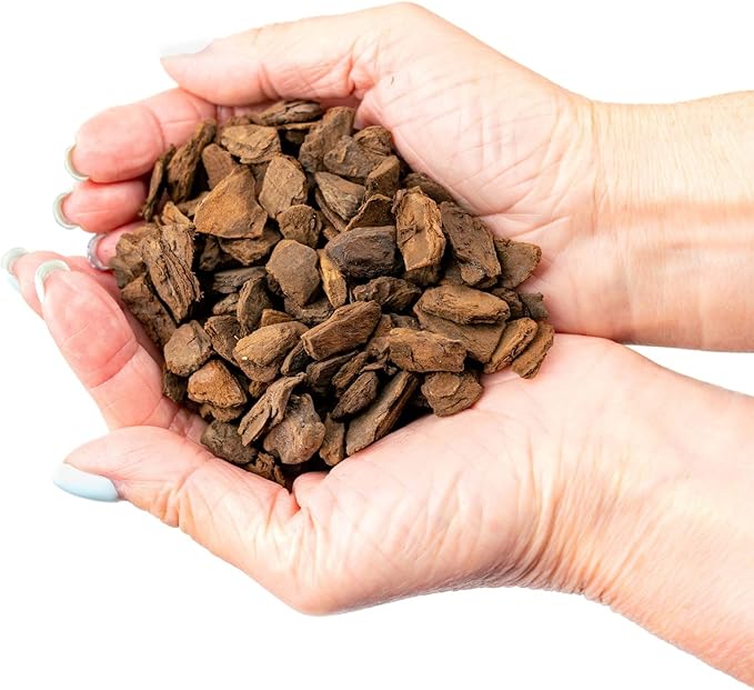 New Zealand Pinus Radiata Bark - Organic Hand Mixed New Zealand Orchiata Pine Bark for Orchids - Medium Chips 9-12mm - 2 Quart Bag