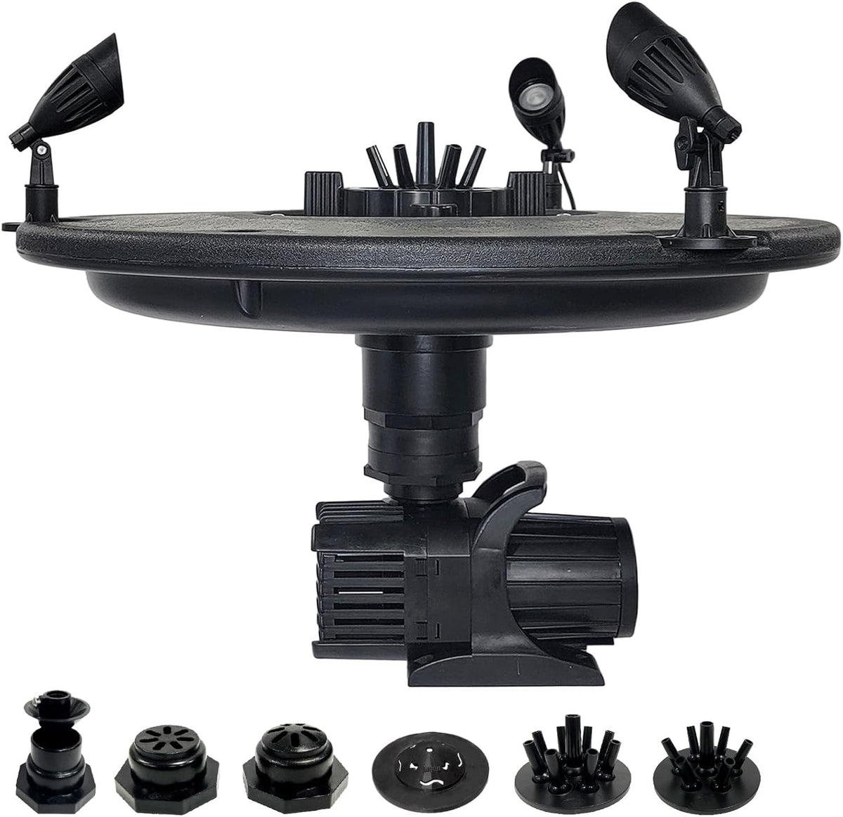 HALF OFF PONDS Floating Fountain – 1/3 HP Pond Aerator, 100' Cord – 5,200 GPH Water Pump – 9 Spray Patterns - Color-Changing LED Lights - for Ponds & Water Gardens