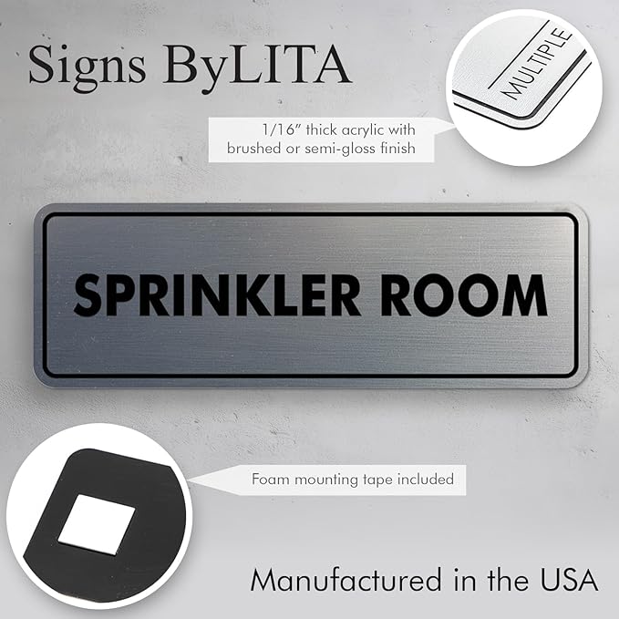 Signs ByLITA Standard Sprinkler Room Sign (White) - Medium