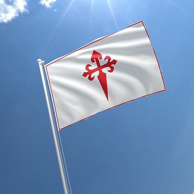 Apedes BANDERA DE LA ORDEN DE SANTIAGO Ordre de Santiago Militaire De Saint Jacques De L'Epee 3x5 feet Flag Banner Vivid Color Double Stitched Brass Grommets