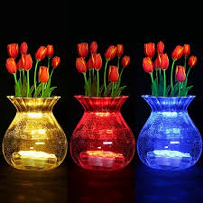Bright LED Floral Tea Light Submersible Lights for Party Wedding (Red, 20 Pack)