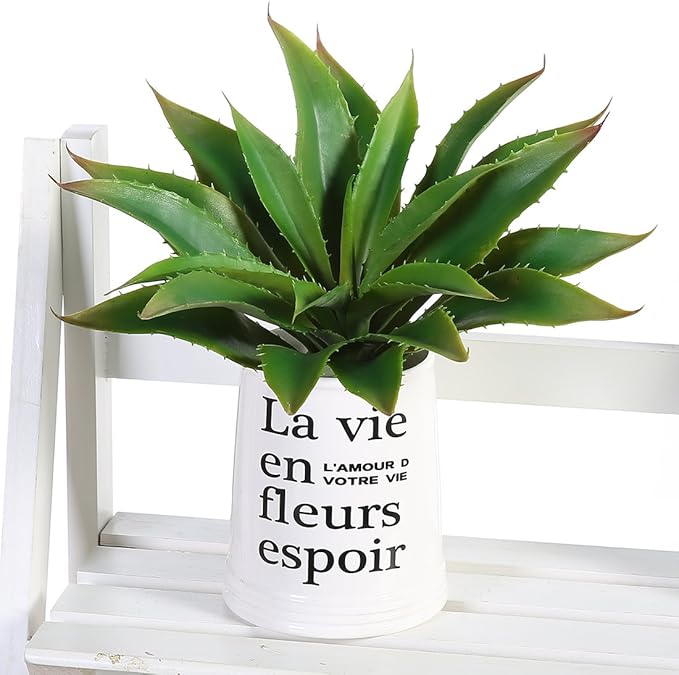 JUSTOYOU Large 12.5" Artificial Succulents Aloe Plants Real Touch Fake Flowers Unpotted for Home Wedding Festival Arrangement (1, Green)
