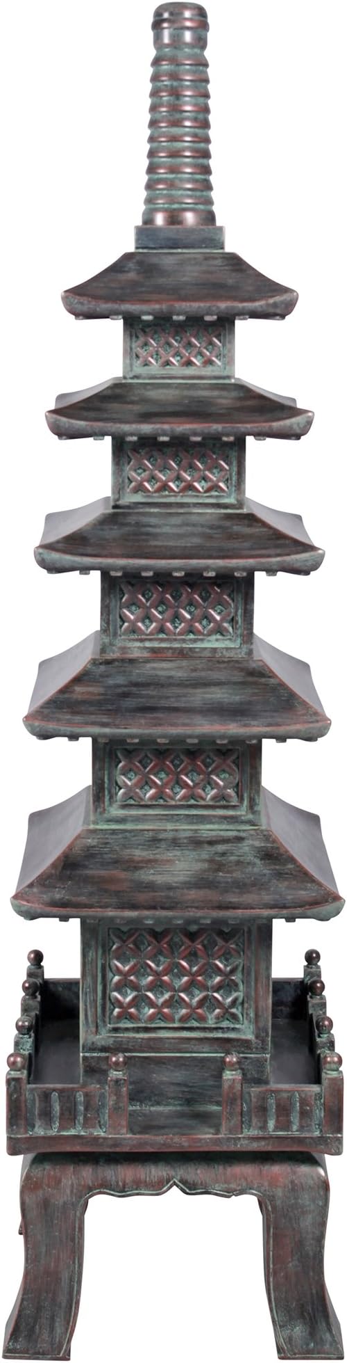 Design Toscano Nara Temple Pagoda Asian Decor Garden Statue, Grande 71 Inch Tall, Fiberglass Cast Stone Resin, Verdigris Green Bronze Finish