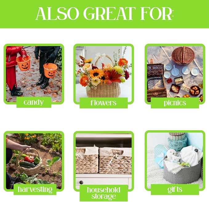 6 Pack – 4 Quart/Half Peck White Plastic Garden Basket for Gathering Vegetables and Fruits – Harvest Apples, Berries, Peaches or Tomatoes