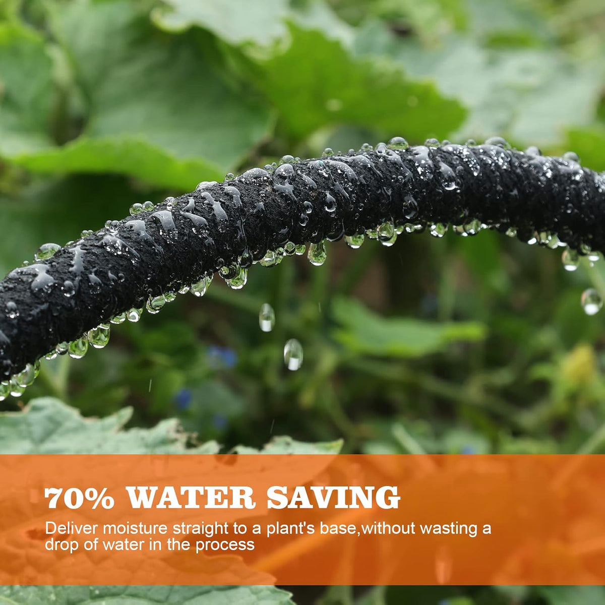 Soaker Hose 50 FT for Garden 1/2" Diameter Irrigation Hose Save 70% of Water Solid Brass Interface Eminently Suitable for Lawn and Garden Beds Cover