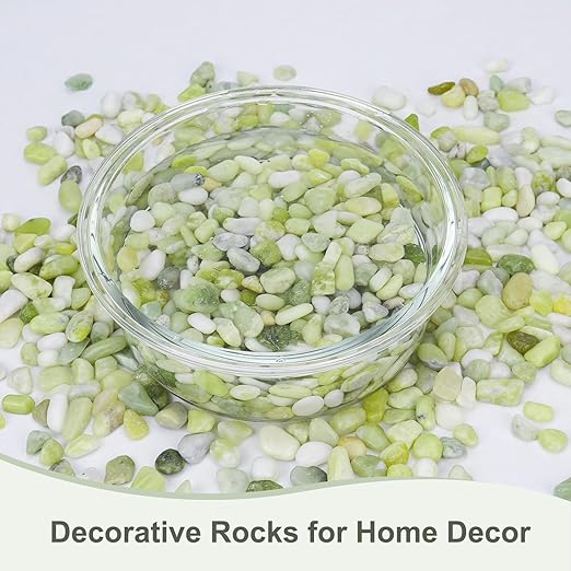 5 lbs Jade Pebbles for Indoor Plants, Decorative Pebbles for Bamboo, Vase, 3/8" Plant Gravel for Pots Indoor, Highly Polished Small River Rocks