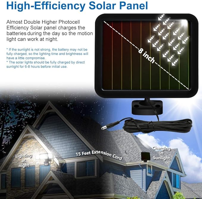 AmeriTop Solar Lights Outdoor, Super Bright 1600LM LED 6000K Solar Motion Sensor Lights with Wide Angle Illumination; 3 Adjustable Heads, IP65 Waterproof Outdoor Security Lighting (Black)
