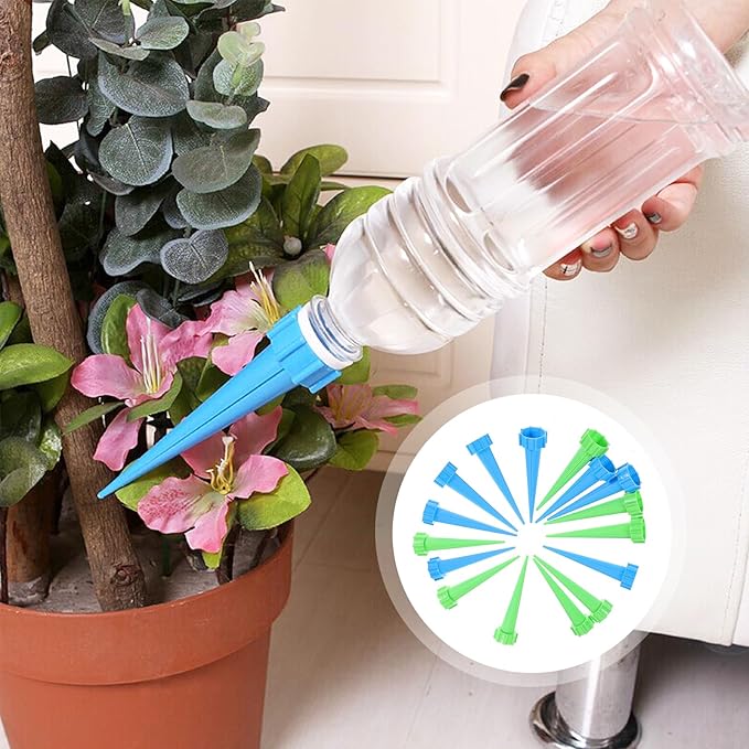 Operitacx Indoor Light Bulb Outdoor 16Pcs Self Plant Watering Spikes Plastic Auto Drippers Irrigation Devices Water Volume Drip System for Outdoor Indoor Plants (Random Color) Pot Planters Automatic