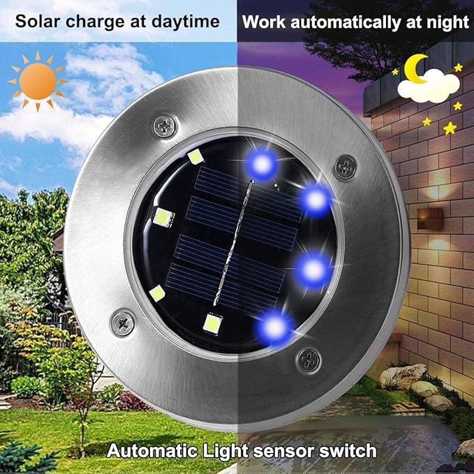 Solar Ground Lights - Upgraded Outdoor Garden Waterproof Bright In-Ground Lights for Pathway, Yard, Deck, Lawn, Patio, Walkway (16 Pack Blue Color)