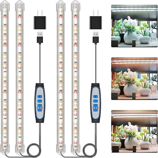 16" Plant Grow Light Strips, 120 LEDs Grow Lights for Indoor Plants Full Spectrum with Upgrade Timer 6/12/16 Hrs, 5 Dimmable Levels, 2 Pack Sunlike Grow Lamp for Hydroponics Succulent