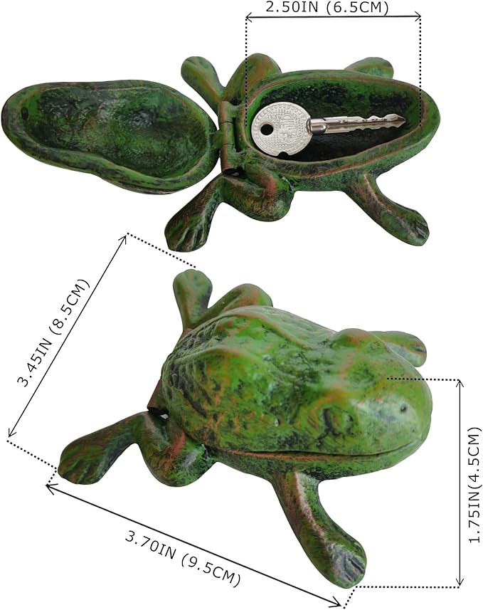 Iron Frog Key Hider - Hide a Key Outdoor - Outside Key Hider - Spare Key Holder, Garden Decoration Frog Statues…