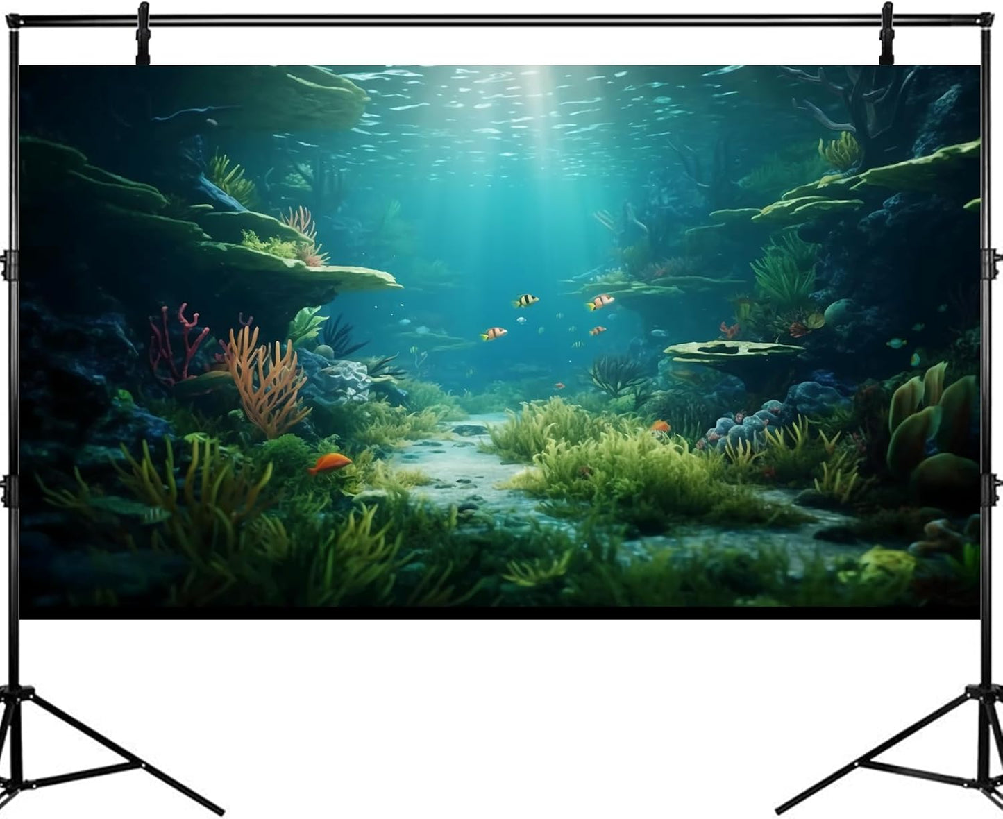 Ocean Floor Fish Tank Background Under The Sea Coral Reef Aquarium Background Underwater Aquatic Plants Corals Rock Cave Terrarium Backgrounds Tropical Fish Ocean Aquarium Backgrounds Decors 24x16in