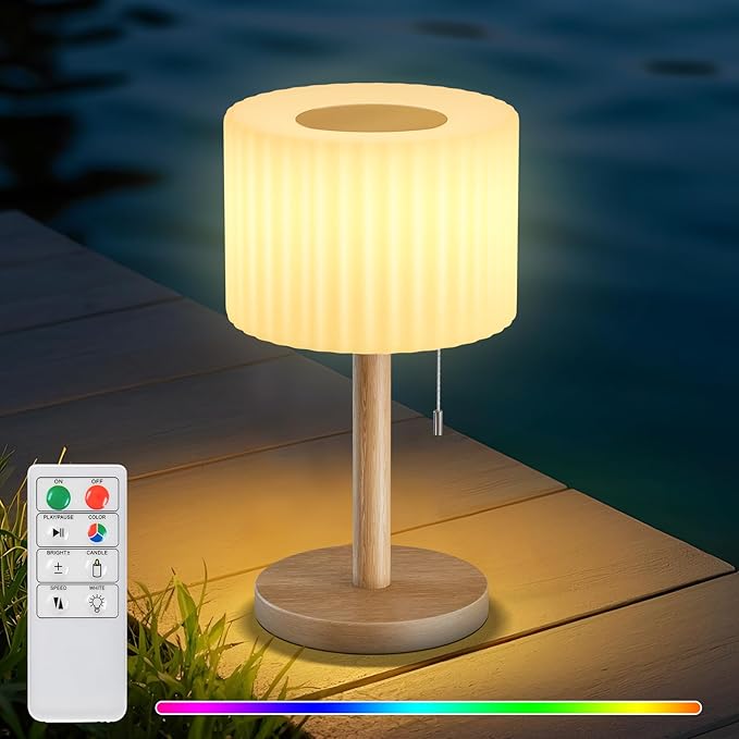 FUYO Outdoor Battery Operated Table Lamp with 8 Colors Dimmable Portable Wireless Table Lamp USB-Charging Night Light Lamp for Outdoor Garden Bedroom Camping Easter Decoration