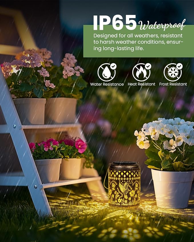 Solar Lanterns Outdoor Hanging Waterproof,Hummingbird Garden Decor Gifts for Women Mom, Solar Lights Metal Fall Decoration Outside for Yard, Patio,Garden,Backyard,Porch