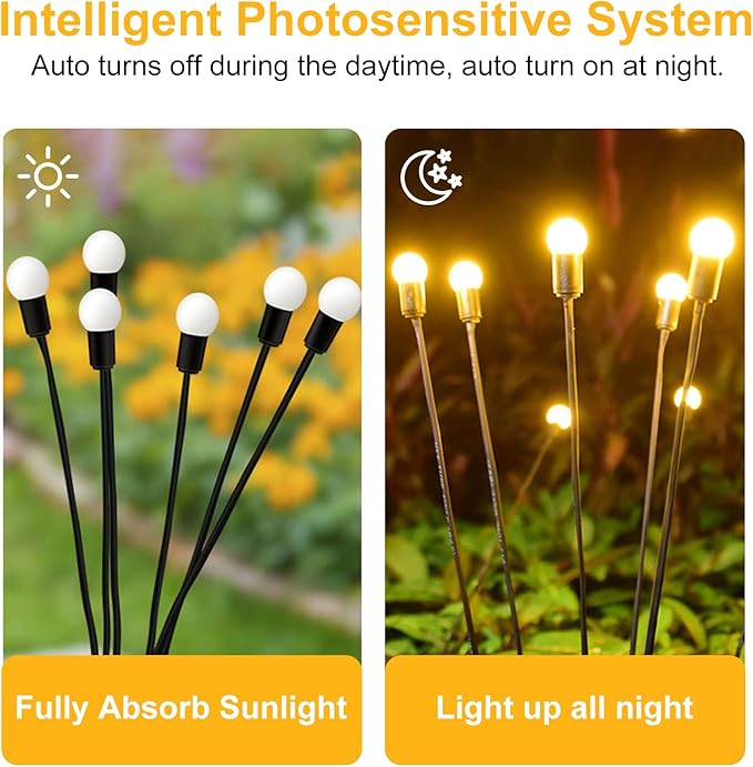 Solar Garden Lights – 40 LED Solar Firefly Lights, 10 LED Starburst Swaying Lights, Solar Outdoor Lights Waterproof Garden Decor for Yard Patio Pathway Lawn(4 Pack)