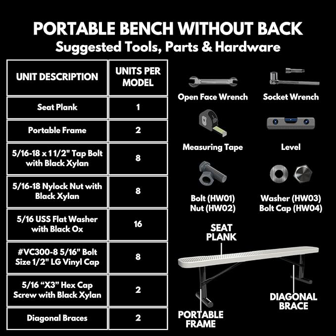 Heavy-Duty Portable Outdoor Bench Thermoplastic Coated, Expanded Metal, Commercial-Grade Seating, Made in America (Portable Without Back, 6 Ft, Textured Brown)