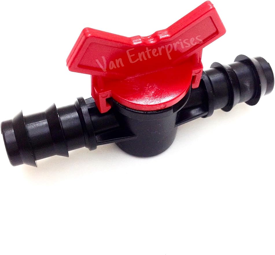 2PK of 1/2" ID Ball Valve Hose Barb Connectors for Drip Irrigation Hoses and Aquariums [Various