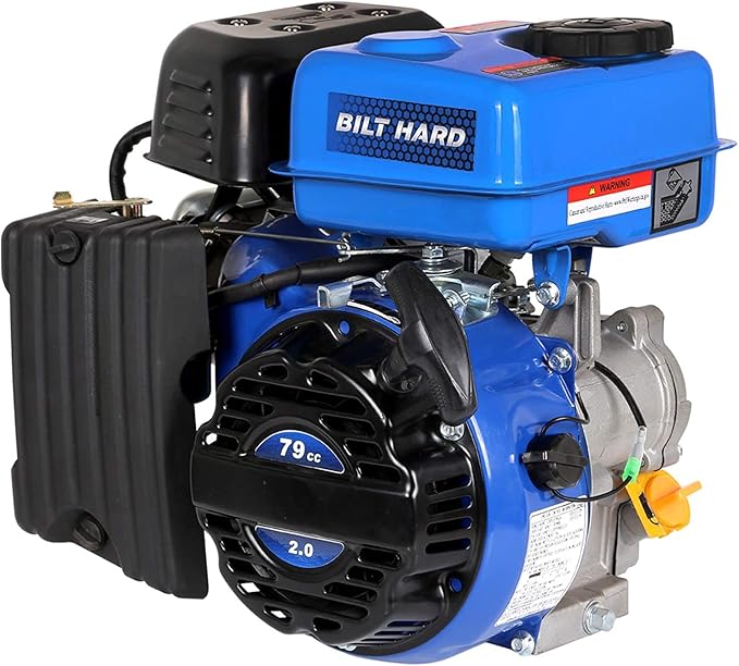BILT HARD Gas Engine 79cc 2 HP, Gas Motor for Log Splitter, Pressure Washer and Water Pump, EPA & CARB Certified, 4 Stroke OHV Horizontal Shaft with Recoil Start