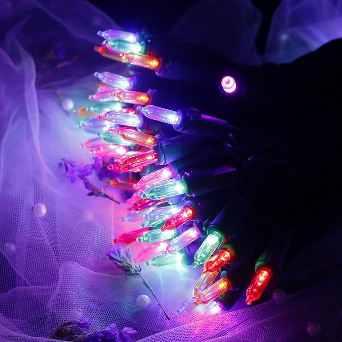 Multicolor Christmas LED Lights - 2 Pack 100 Count Multi-Colored Holiday String Lights for Tree, Party, Wedding, Indoor/Outdoor Use, 2 Sets 33 Feet Green Wire, UL Certified, Connectable