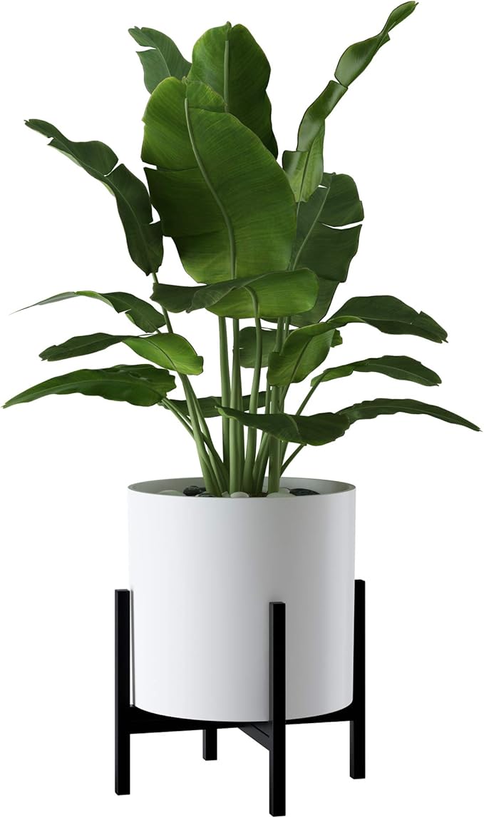 FaithLand Mid Century Plant Stand Indoor Outdoor(Plant Pot Not Included), Hold Up to 14 Inch Planter, Metal Planter Stand, Potted Plant Holder, Black - Fits Snake Plant - Upgraded Design
