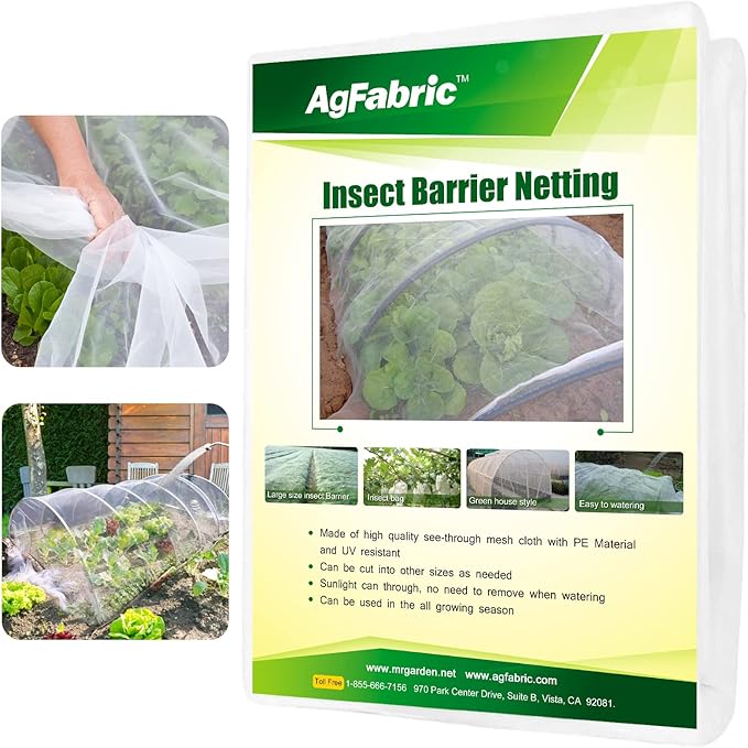 Agfabric Garden Netting 8.2'x9.8' Insect Pest Barrier Netting for Garden Protection,Plant Cover Row Cover Mesh Netting for Vegetables Fruit Trees and Plants,White