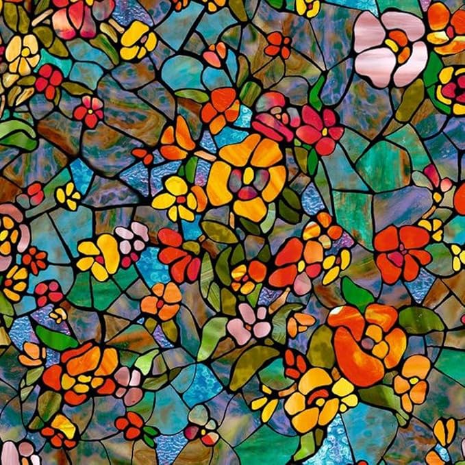 d-c-fix 346-0431-4PK Self-Adhesive Privacy Glass Window Film, Venetian Garden, 17" x 78" Roll, 4-Pack