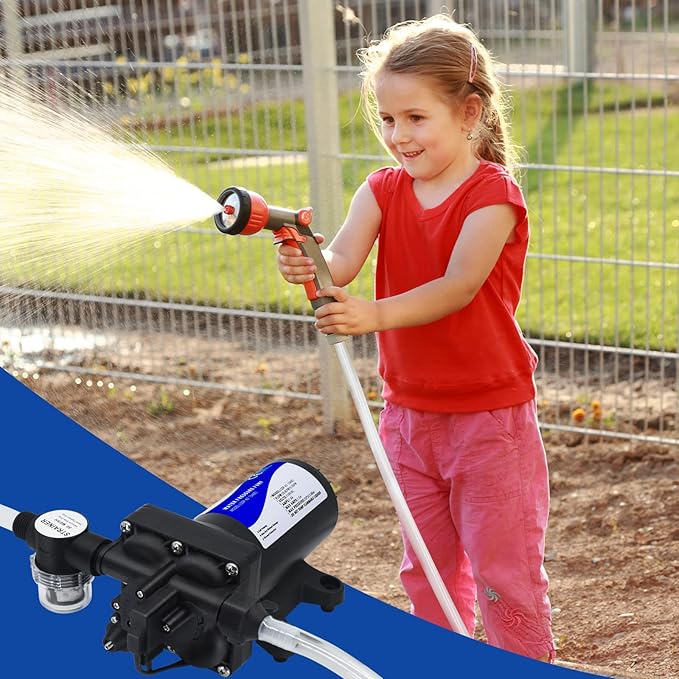 Water Pressure Booster Pump 110v Diapphragm Pump Inline Water Pump 75psi 5.5 GPM Self Priming RV Water Pump for Kitchen, Bathroom, RV, Marine Yacht, Caravan, Garden