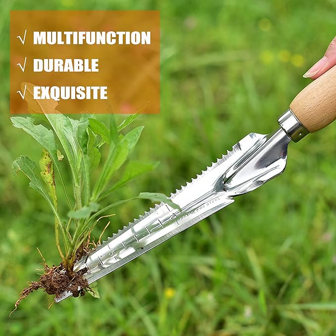 SHANFEEK Weed Puller Crack Weeder Weed Remover Tool for Yard Hoe Gardening Tools Stainless Steel One-Piece Molding (I-Type)