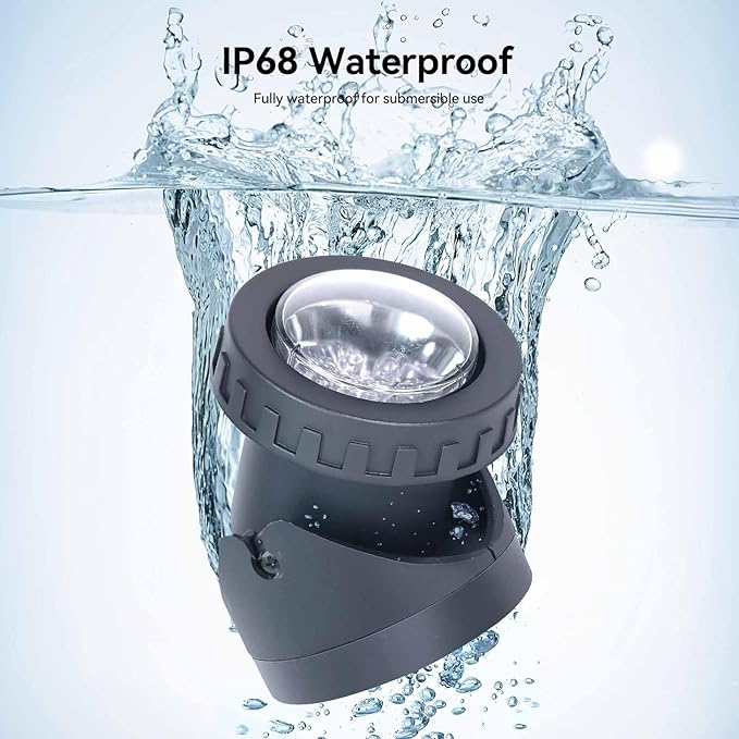 RGB Pond Lights, LED Fountain Light with Timer, Colored Underwater Fountain Lights Dim Adjustable Memory Spotlights for Outdoor Landscape Pond Fountain Waterfall, 4 in Set