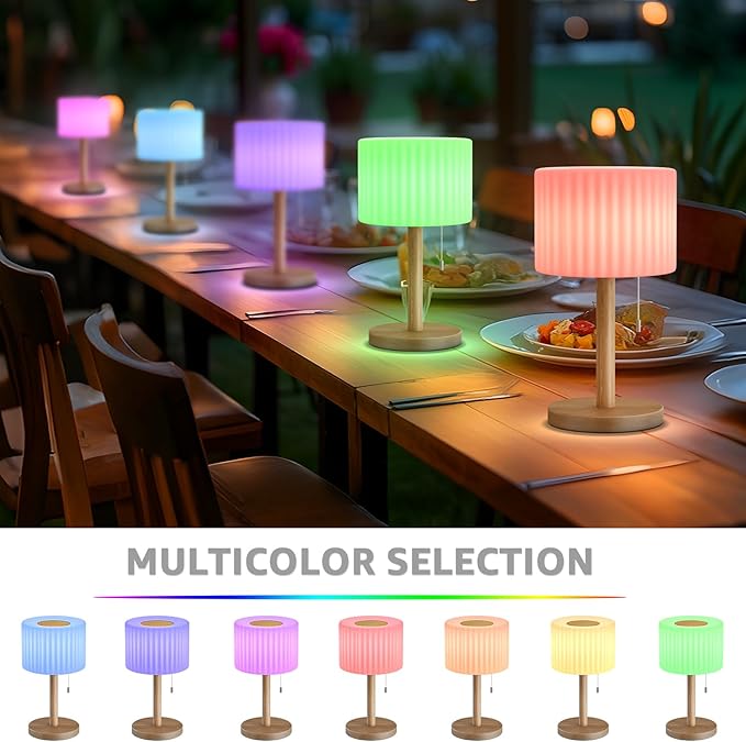 FUYO Outdoor Battery Operated Table Lamp with 8 Colors Dimmable Portable Wireless Table Lamp USB-Charging Night Light Lamp for Outdoor Garden Bedroom Camping Easter Decoration