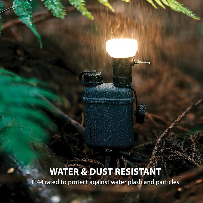 ELECOM NESTOUT Outdoor Camping LED Lantern w/ Mini Tripod, Dimmable USB Powered Soft LED Light, IP44 Water Dust Resistant, 10-350 Lumen, Portable Lamp for NESTOUT Power Bank, Black (LAMP-1)