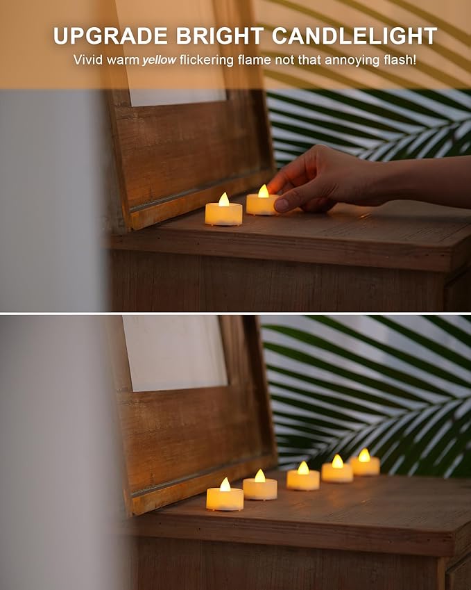 BEICHI Flameless Candles, 50Pack Battery Operated Candles, LED Tea Lights Candles Battery Operated, Flickering Fake Candles for Wedding Halloween Christmas Diwali- Warm Yellow