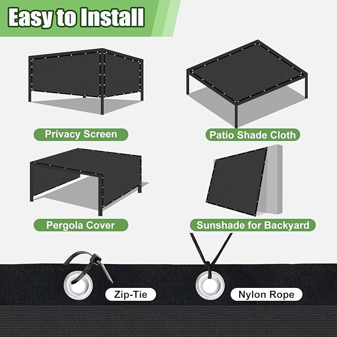 Outdoor 90% Sun Shade Cloth with Grommets, 6 X 13 FT Pergola Shade Cover for Garden Patio Carport Kennel Swimming Pool, Dark Grey (We Make Custom Size)