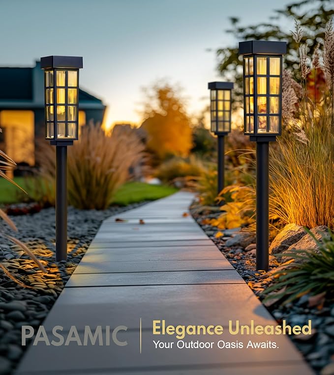 PASAMIC Solar Pathway Lights Outdoor8 Pack Solar Pathway Lights, LED Solar Lights Outdoor, IP65 Waterproof Outdoor Solar, Landscape Lighting for Patio Driveway Decor, Transparent
