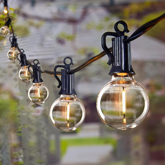 Outdoor String Lights 60 Feet G40 Globe Patio Lights with 32 Edison Shatterproof Bulbs(2 Spare), Waterproof Connectable Hanging Christmas Light for Backyard Porch Balcony Party Xmas Decor