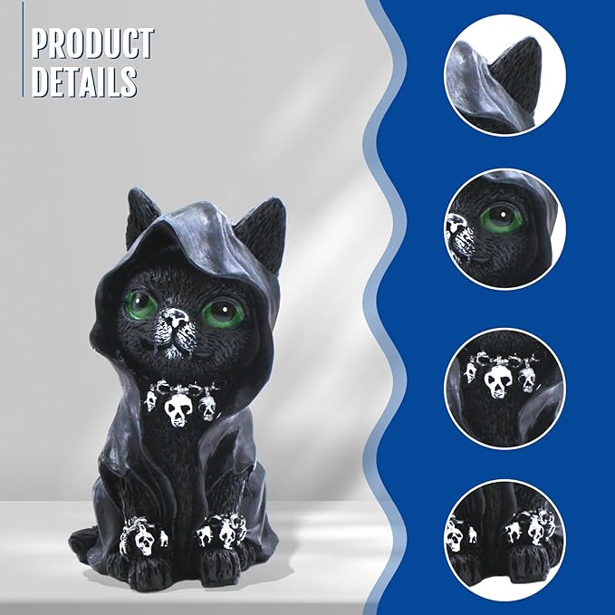 4 Cats Garden Decor Outdoor Statues Décor Black Cat Figurines, Gothic Home Decor, Cats Figurines Outdoor Lawn Ornament Decoration for Cats Lovers