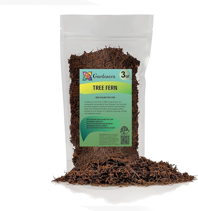 Premium New Zealand Tree Fern by GARDENERA - Orchid and Epiphytal Plants Growing Medium and Reptile Substrate - 3 Quart Bag