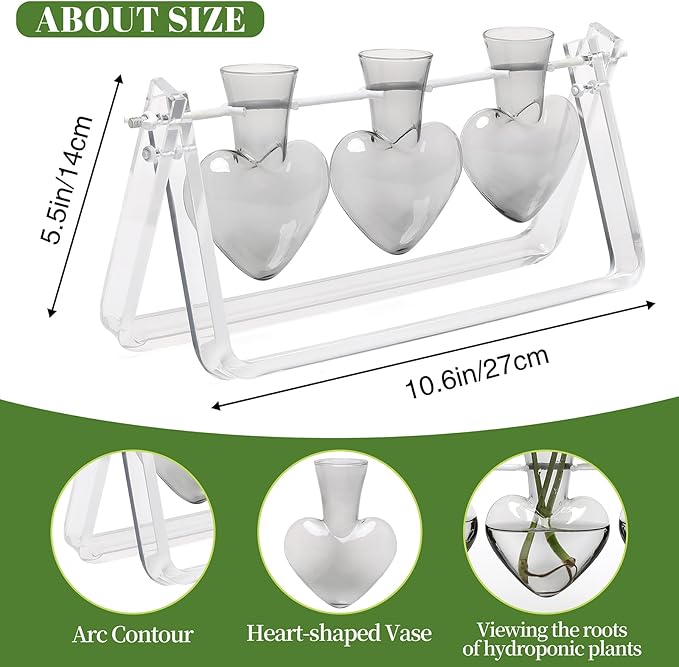 Plant Terrarium Propagation Stations with Wooden Stand Birthday Gifts for Women Plant Stand Indoor Office Home Decor