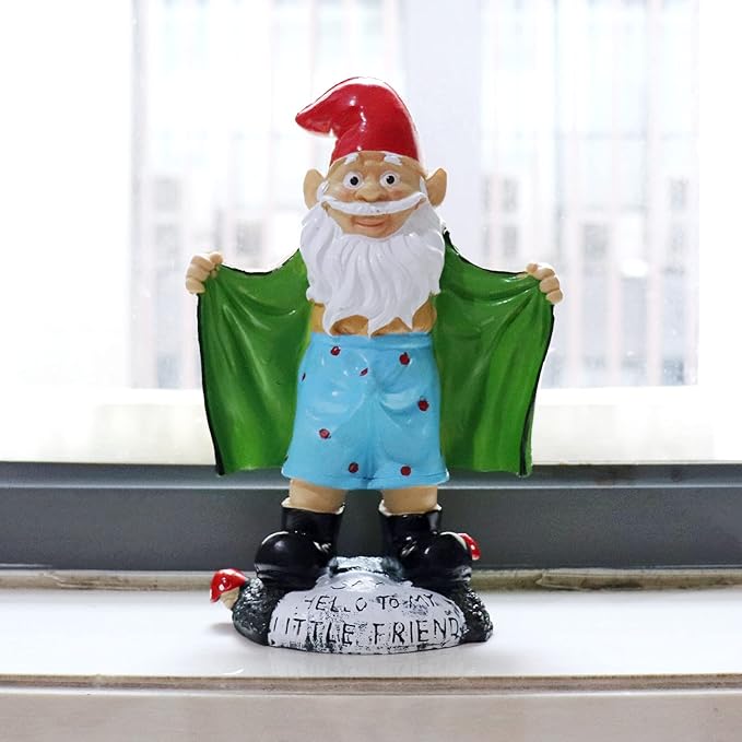 Tirifer 8.3inch/21cm Big Size Garden Gnome, Polyresin Outdoor Sculpture Gnome Statue Garden Figurine Art Garden Decoration for Lawn Yard Balcony Porch Patio