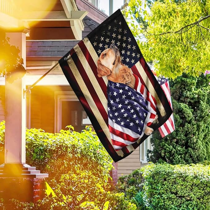 FLAGWIX Golden Retriever Flag, Outdoor Golden Retriever Decoration - 4th of July Decorations for Home, Wall, House Flag 30x40 - Heavy-duty Canvas Dog Lover, Garden Home Decor Golden Retriever Patriot